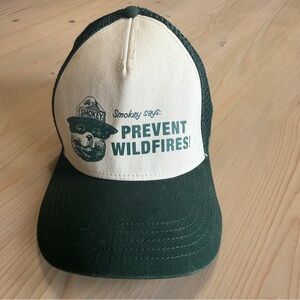 VTG Smokey Bear American Needle Prevent Wildfires Trucker mesh Hat green snapbac